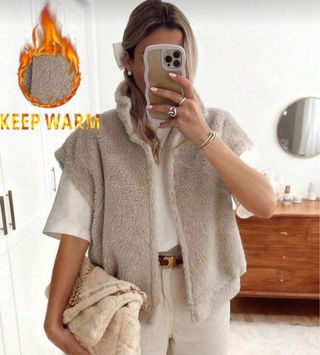 Chaleco borreguito beige talla única