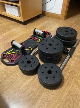 Kit de pesas y tabla de ejercicios