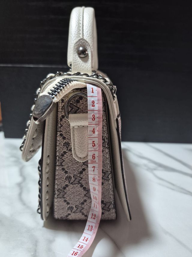 Bolso Rock Star Crema y Gris