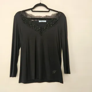 Blumarine Top Negro Encaje Talla M
