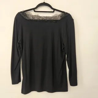 Blumarine Top Negro Encaje Talla M