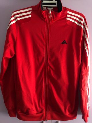Chaqueta Adidas Roja con Rayas Blancas