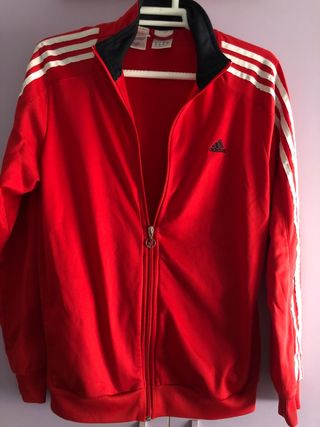 Chaqueta Adidas Roja con Rayas Blancas