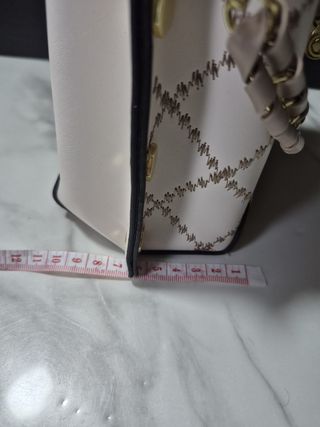 Bolso Cubo Beige y Blanco con Flamencos