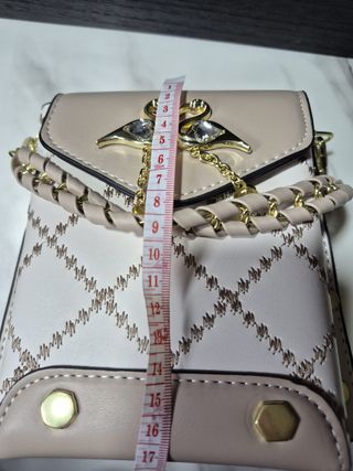 Bolso Cubo Beige y Blanco con Flamencos