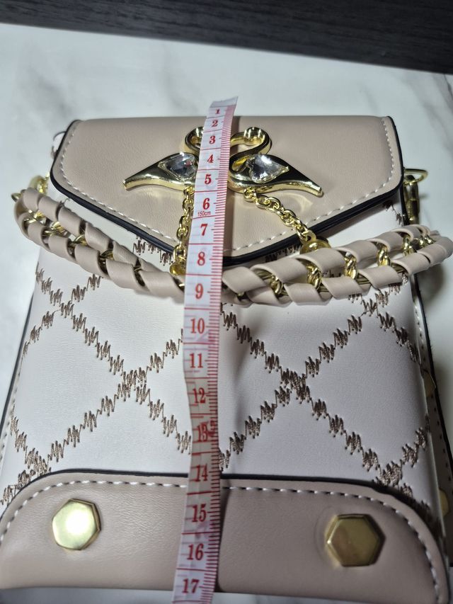 Bolso Cubo Beige y Blanco con Flamencos