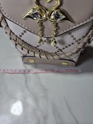 Bolso Cubo Beige y Blanco con Flamencos