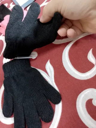 Guanti neri bambina strass