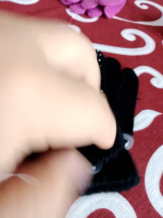 Guanti neri bambina strass