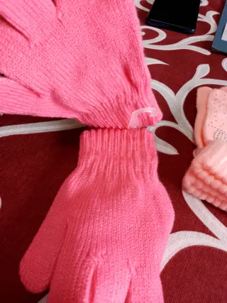 Guanti bambina rosa con strass