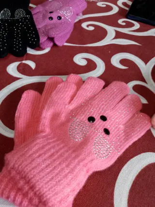 Guanti bambina rosa con strass