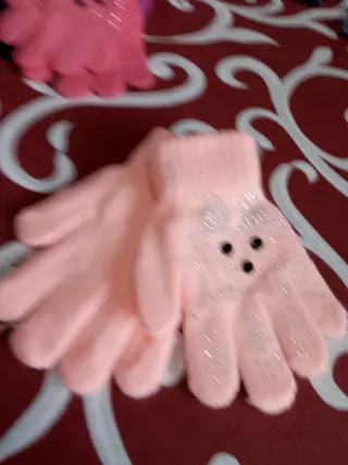 Guanti bambina rosa con strass