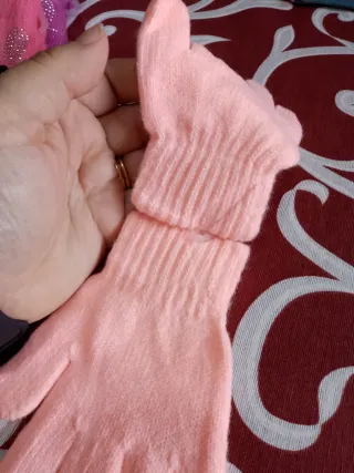 Guanti bambina rosa con strass