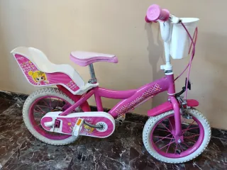 Bicicleta niña rosa con cesta