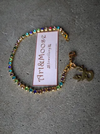 Braccialetto tennis pietre colorate con charm renn