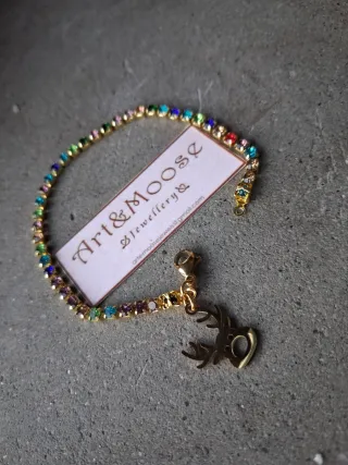 Braccialetto tennis pietre colorate con charm renn