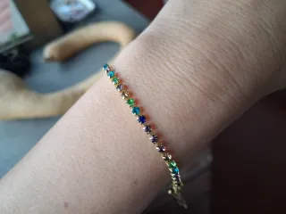 Braccialetto tennis pietre colorate con charm renn