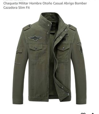 Chaqueta Militar Hombre Verde Slim Fit