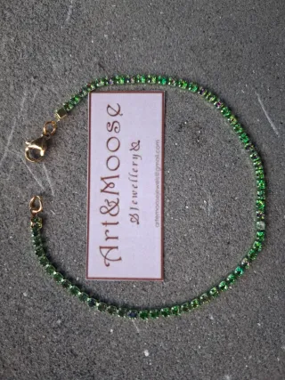 Braccialetto tennis verde peacock oro