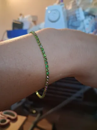Braccialetto tennis verde peacock oro