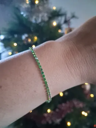 Braccialetto tennis verde peacock oro