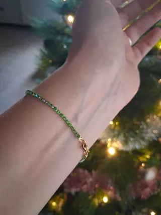 Braccialetto tennis verde peacock oro