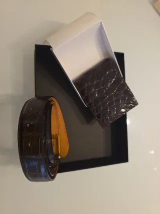 Cintura e portafoglio in pelle vero coccodrillo