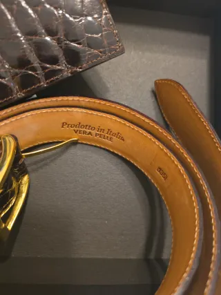 Cintura e portafoglio in pelle vero coccodrillo