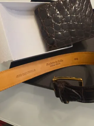 Cintura e portafoglio in pelle vero coccodrillo
