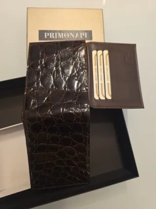 Cintura e portafoglio in pelle vero coccodrillo