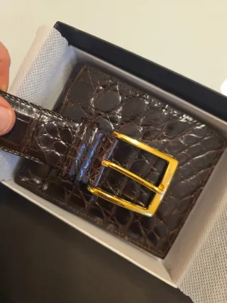 Cintura e portafoglio in pelle vero coccodrillo