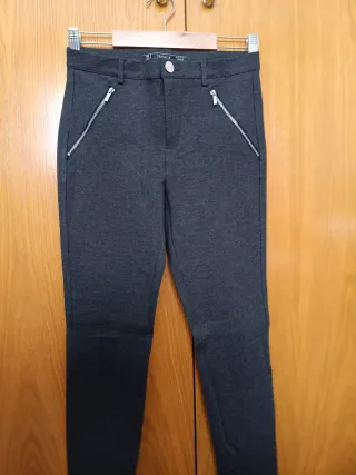 Pantalón Zara Trafaluc Gris Cremalleras
