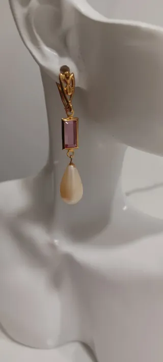 Pendientes Gilco Chapado Oro Rosa y Perla