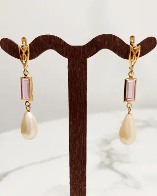 Pendientes Gilco Chapado Oro Rosa y Perla