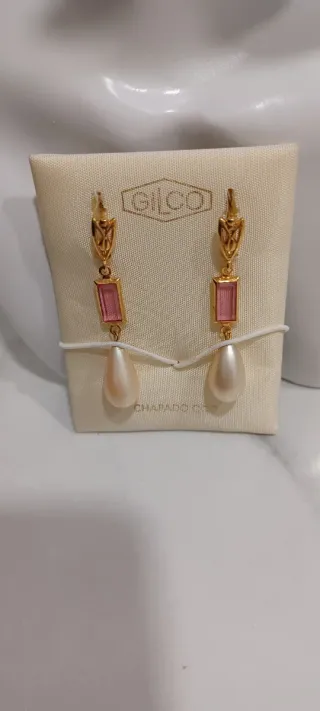 Pendientes Gilco Chapado Oro Rosa y Perla