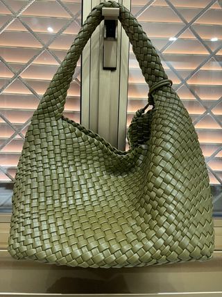 Borsa donna intrecciata verde petrolio