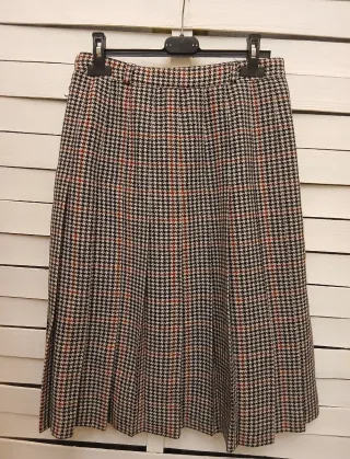 Gonna Vintage Plissettata Quadri Anni 70