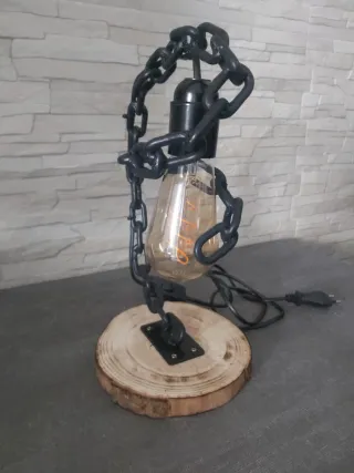 Lampada design industriale catena legno