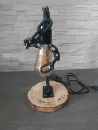 Lampada design industriale catena legno