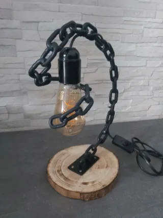 Lampada design industriale catena legno
