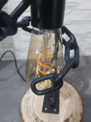 Lampada design industriale catena legno