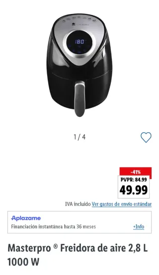 Freidora de aire Masterpro 2,8L 1000W Nueva