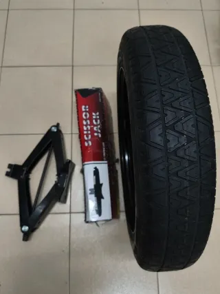 Rueda de recambio y gato