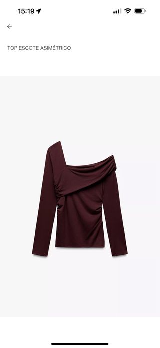 Top asimétrico manga larga marrón color vino