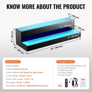 Scaffale Portabottiglie di Vino Bar LED 2 Ripiani