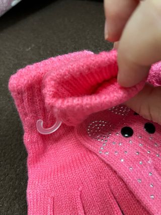 Guanti bambina rosa con strass e borchie