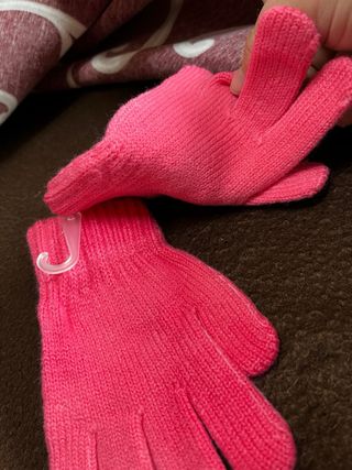 Guanti bambina rosa con strass e borchie