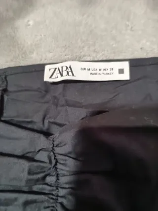 Top Zara Negro Mangas Abullonadas M
