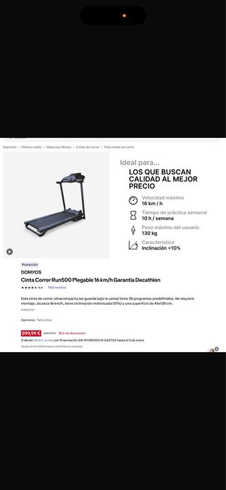 Cinta de Correr Domyos Run500 Plegable