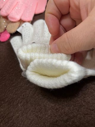 Guanti bambina bianchi con borchie e strass